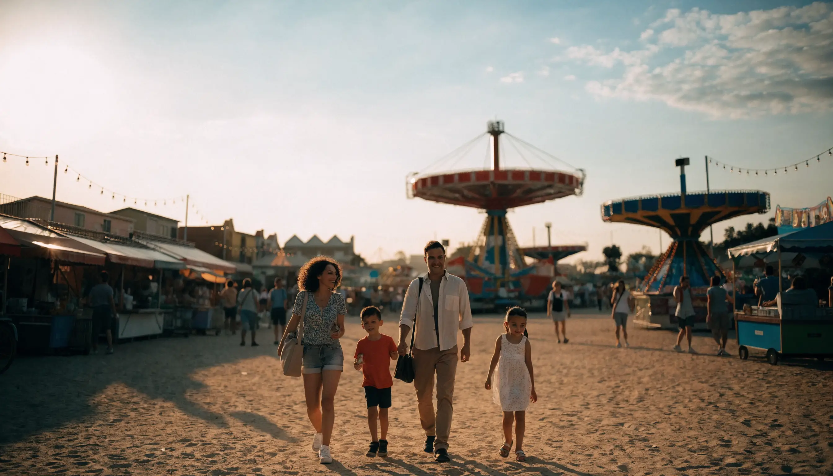 Family enjoying a theme park together